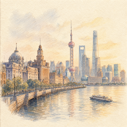 上海城市水彩插画